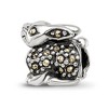 Black Bow Jewelry Sterling Silver and Marcasite Rabbit Bead Charm - 3 of 4