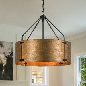LLHZSY Modern Industrial Drum Pendant Chandelier Light with Bronze Finish - W22" - 1 of 4