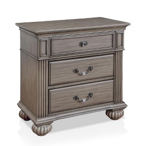 Royal Hampton Classic Nightstand with 3 Drawers, Acrylic Accents, Gray Solid Wood - 1 of 1