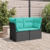 vidaXL Garden Sofa Black, Blue Poly Rattan, Powder-Coated Steel 2-Seater - 3 of 4