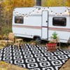 Waterproof, Plastic Straw Area Rug, Large Floor Mat Reversible, Geometric RV Mat for Patio Porch Balcony Backyard  Camping - 3 of 4