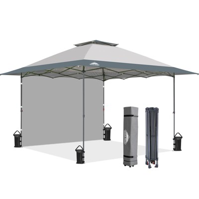 EAGLE PEAK 13'x13' Pop up Canopy Tent w/ One Wall,Portable Sun Shelter for Camping