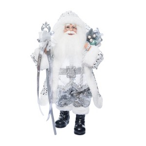 Season's Designs 18" Silver And White Santa With Staff - 1 of 1