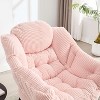Vynxaria Pink Modern Lounge Accent Chair with Ottoman and Side Pocket for Small Spaces - 4 of 4