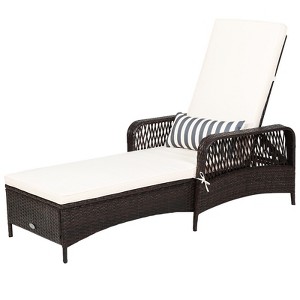 Tangkula Patio Chaise Lounge Chair Six-Position Adjustable Outdoor Recliner with Cushion & Pillow for Poolside Balcony Backyard - 1 of 4