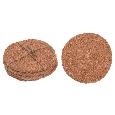 Transpac Natural Fiber 5.9 in. Brown Coasters Set of 4