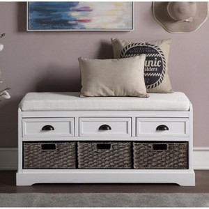 Traditional Storage Ottoman Bench with Cushion Seat and 3 Drawers for Entryway or Mudroom – 3irtyhousy - 1 of 4
