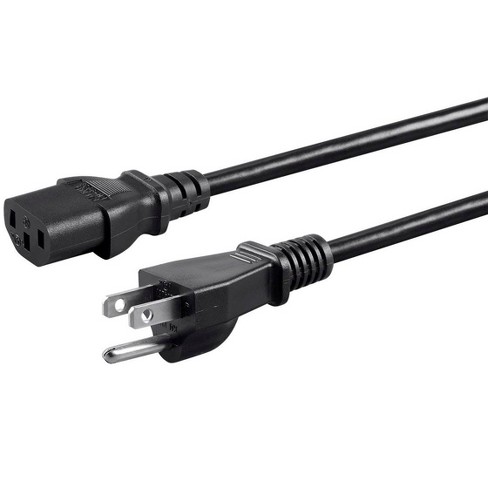 Monoprice Power Cord - 4 Feet - Black | NEMA 5-15P to IEC 60320 C13, 18AWG, 10A/1250W, 3-Prong - image 1 of 4