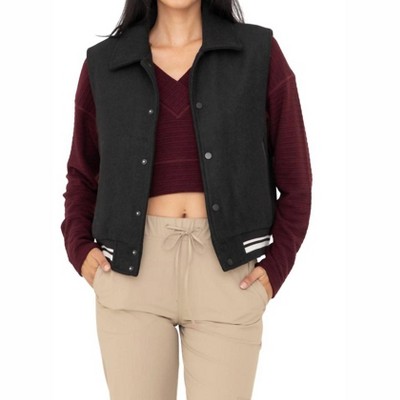 Women's Varsity Stripe Snap Button Vest - mono b