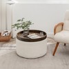 KINWELL Round Upholstered Pouf Ottoman Footrest - 4 of 4