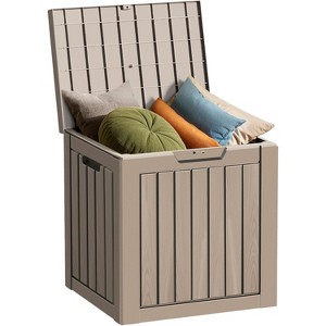 MaseiKar 30 Gallon Waterproof Deck Box, Lockable Resin Storage Box for Patio Furniture Cushions Garden Tools and Outdoor Delivery Storage, Coffee - 1 of 4