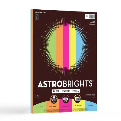 Astrobrights Color Cardstock, 65 lb, 8.5 x 11, Assorted Colors, 100/Pack