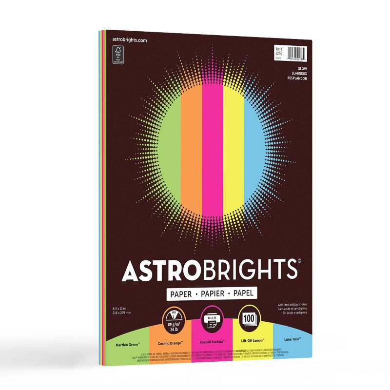 Astrobrights Colored Paper 8.5&#34; x 11&#34; 24lb 100ct Glow, 1 of 8