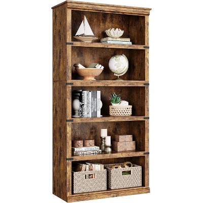 5 Tier Bookcase, Farmhouse Book Shelf with Storage, 67.4 Inch Tall Open Display Bookshelves