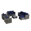 6-Piece Outdoor Patio Rattan Conversation Sectional Sofa Set with Tempered Glass Coffee Table and 2 Armchair - 3 of 4