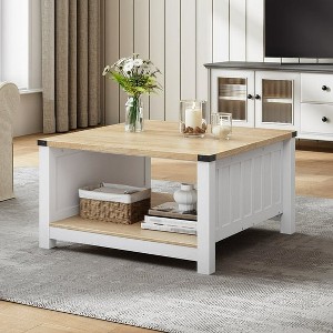 Farmhouse Coffee Table, Square Coffee Table for Living Room - 1 of 4