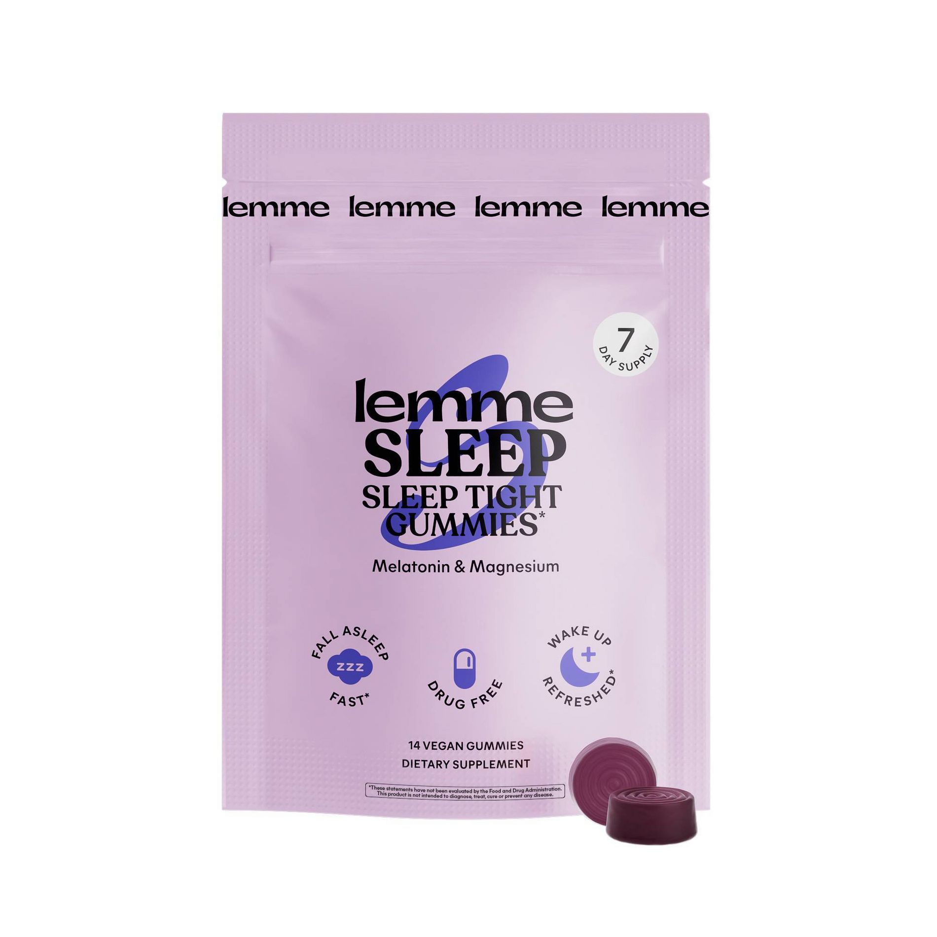 Lemme Sleep Gummies - Deep Sleep Support - 5 mg Melatonin, Magnesium & L-Theanine - Berry Flavored - 14ct