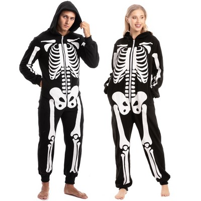 Joyfy Adult Skeleton Halloween Costume Skeleton Pajamas Adult  Skeleton Hoodie