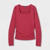 Women's Long Sleeve Ruched Square Neck Top - Wild Fable™ - 4 of 4