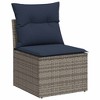 4 Piece Patio Sofa Set with Cushions Black Poly Rattan vidaXL - 4 of 4