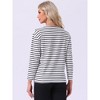 INSPIRE CHIC Women's Cotton Contrast Stripe Pullover Blouse Long Sleeve Loungewear Pajama Tops - 4 of 4