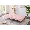 NicBex Folding Sofa Bed Futon Sofa Bed Teddy Fabric Divided Into 2 Parts with Gold Metal Legs Solid Wood Frame - image 2 of 4