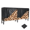 8FT Heavy-Duty Black Firewood Log Rack with Waterproof Cover for Indoor/Outdoor Wood Storage - 2 of 4
