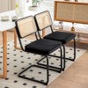 FONTOI Dining Chairs Set of 2, Rattan Side Accent Chairs with Chrome Legs, Upholstered Dining Chairs for Kitchen, Black, 17.5"*33.1"*20.9" - 2 of 4