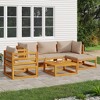 vidaXL 6 Piece Solid Acacia Wood Patio Lounge Set with Taupe Cushions – Outdoor Modular Garden Furniture Set with Sofas, Chair, Footrest, and Table - 2 of 4