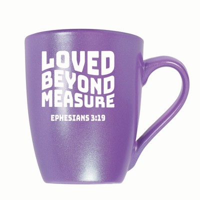 Elanze Designs Loved Beyond Measure Ephesians 3:19 10 ounce New Bone China Coffee Tea Cup Mug, Passion Purple