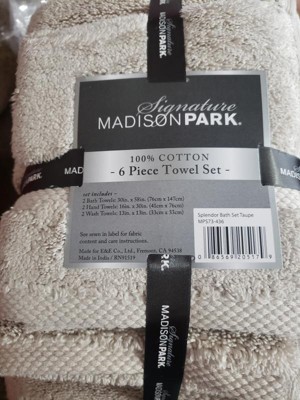 Madison Park Signature Splendor Charcoal 100% Cotton 6-Piece Towel Set