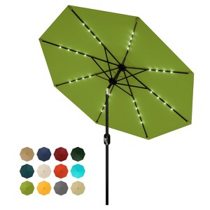 10 ft Patio Umbrella with Solar Lights, 8 Ribs Outdoor Market Table Umbrella  with 32 LED Lights & Tilt Crank for Pool, Deck, Backyard, Grass Green :  Target