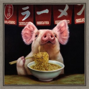 Amanti Art Oodles of Noodles (Pig) by Lucia Heffernan Canvas Wall Art Print Framed 16 x 16-in. - 1 of 4