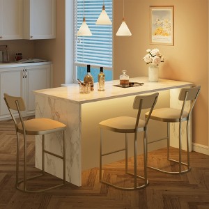 Garvee Bar Stools Set, Counter Height Bar Stools with Soft Velvet Upholstery & Metal Legs, Kitchen Island Stools with Back for Home Bar - 1 of 4