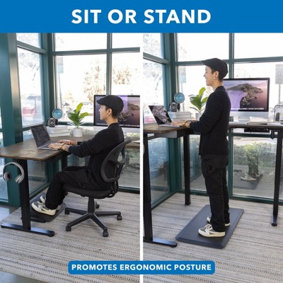 Rustic Brown L-Shaped Electric Adjustable Standing Desk with Drawer