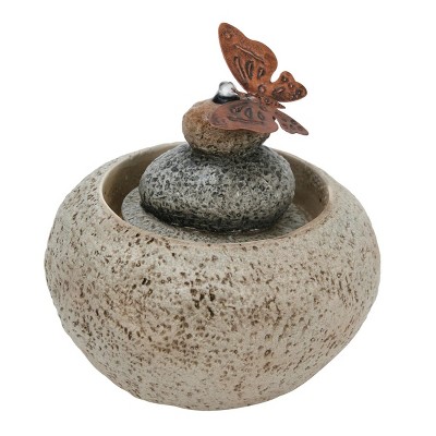 Butterfly On Rock Indoor Water Fountain With Pump - Foreside Home & Garden