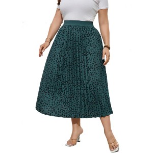 Womens Plus Size Skirt Elastic Waist Boho Skirts with Pockets - 1 of 1