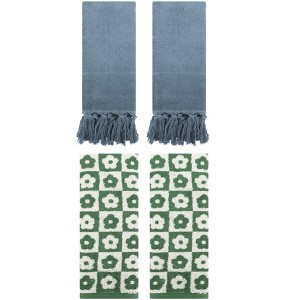 REGALWOVEN 4 Packs Cotton Soft Absorbent Decorative Bathroom Hand Towel 14" x 30" - 1 of 4