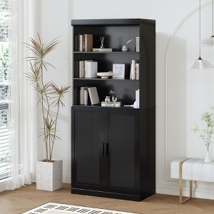 PexFix 72"x31"x16" Wood Accent Cabinet with Adjustable Shelves in Black - 1 of 2