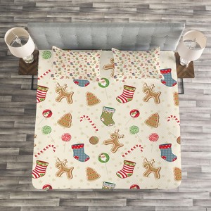 FIONECA Red/Green/Cream Microfiber Farmhouse Coverlet / Bedspread Set - 1 of 4