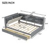 1pc Full Size Storage Platform Bed, Solid Wood Frame with Upholstered Headboard, Shelves & Drawers - Baofuwish - 4 of 4