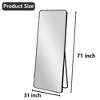 MAYEERTY 71 inch Rounded Full Length Mirror Aluminum Alloy Tempered Floor Mirror with Stand Black - 4 of 4