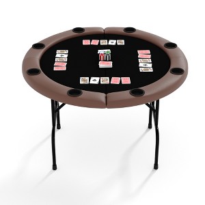 8 Player Round Folding Poker Table with Cup Holders, 48 Inch Professional Casino Grade Card Table for Texas Holdem & Blackjack, Portable Gaming Table - 1 of 1