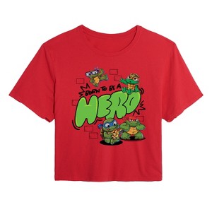 Women's - Teenage Mutant Ninja Turtles Mutant Mayhem - Born To Be A Hero Cropped Graphic T-Shirt - 1 of 3