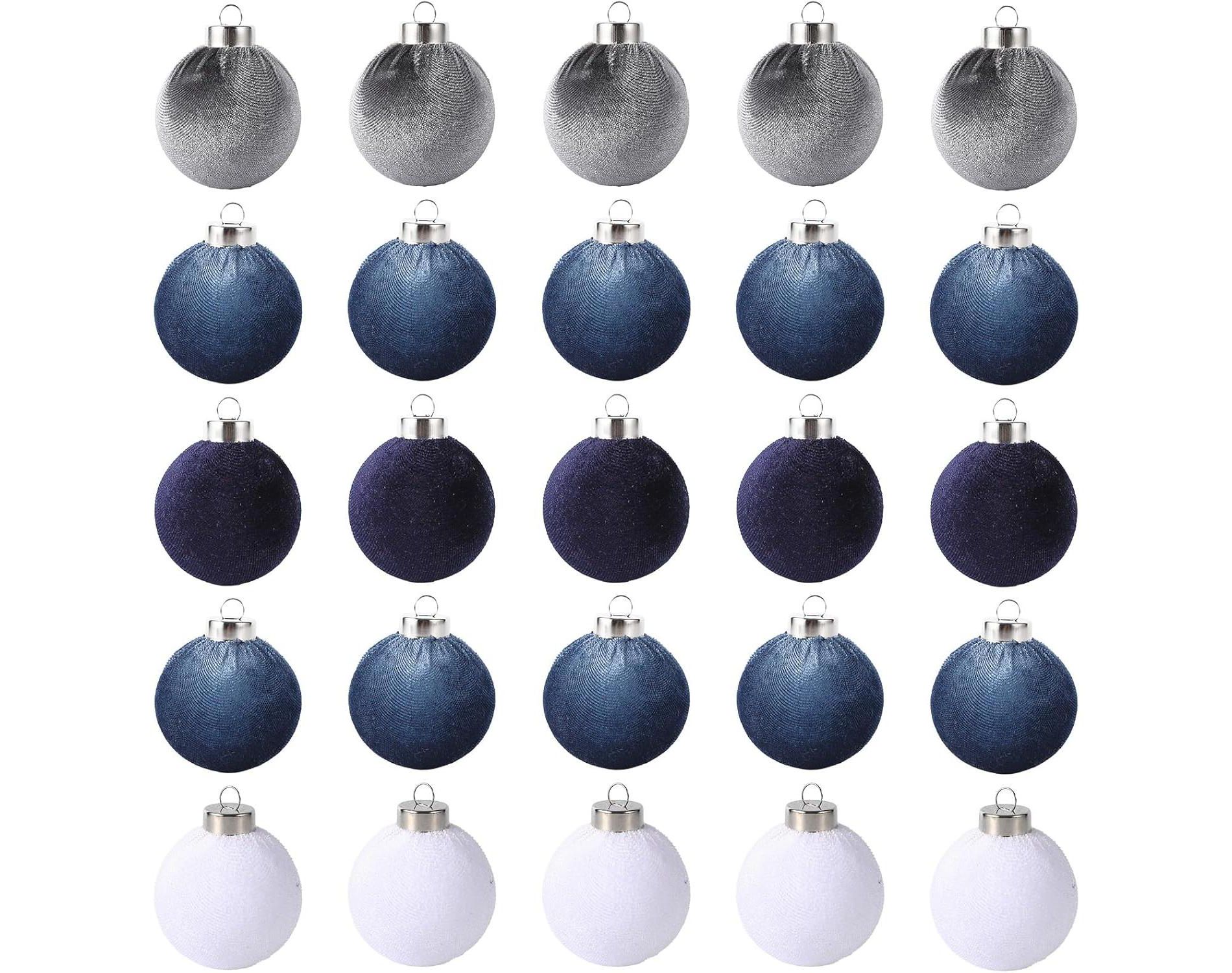 COZONY 25-Piece 6cm Velvet Christmas Ornament Balls Set for Tree and Home Decor