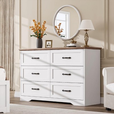 Acekool 5-Drawer Grey Dresser, Modern Farmhouse Tall Chest with Wide Handles, Storage Organizer for Bedroom, Living Room
