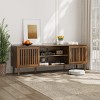 Walnut Brown 63 Inch Mid-Century Modern TV Stand with Grille Doors, Adjustable Shelves and Cable Management for 55 65 70 Inch TVs-The Pop Home - 3 of 4