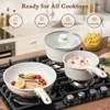 BRINJOY 15-Piece Nonstick Cookware Set with Removable Handles - Oven-Safe, Induction Compatible, Space-Saving Stackable Design (White) - 4 of 4