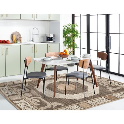 Kenya Ivory and Brown Hand-Knotted Wool Area Rug 5' x 8'