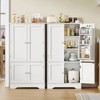 USIKEY Pantry Cabinet, Kitchen Pantry Storage Cabinet with Doors and Adjustable Shelves, Food Pantry for Kitchen, Dining Room, Living Room, White - 4 of 4